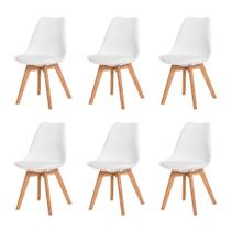 Kit 6 Cadeira Eames Eiffel Wood Leda Saarinen Design Mesa de Jantar Cozinha Escrivaninha - Baba Shop