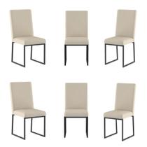 Kit 6 Cadeira Estofadas Base de Ferro Preta Para Mesa Jantar