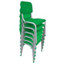 Kit 6 Cadeira Infantil Polipropileno LG flex Reforçadas Empilháveis Verde