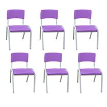 Kit 6 Cadeira Iso Infantil Violeta Brinquedoteca Escola Creche Igreja