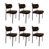 Kit 6 Cadeira Mila Estofada Sala Mesa de Jantar Gourmet material sintético Marrom Kit 6 Cadeira Mila Estofada Sala Mesa de Jantar Gourmet material sintético Marrom