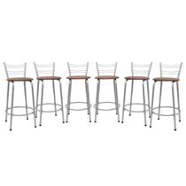 Kit 6 Cadeira Para Balcão Ilha Bistrô Banqueta 60cm Flórida Prata Bar Cozinha Área Gourmet Churrasqueira Edicula