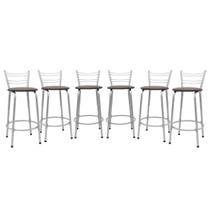 Kit 6 Cadeira Para Balcão Ilha Bistrô Banqueta 60cm Flórida Prata Bar Cozinha Área Gourmet Churrasqueira Edicula