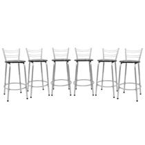 Kit 6 Cadeira Para Balcão Ilha Bistrô Banqueta 60cm Flórida Prata Bar Cozinha Área Gourmet Churrasqueira Edicula