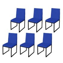 Kit 6 Cadeira Para Sala de Jantar Trendy Base Metálica Preto material sintético Azul Royal - Móveis Mafer