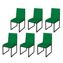 Kit 6 Cadeira Para Sala de Jantar Trendy Base Metálica Preto material sintético Verde - Móveis Mafer