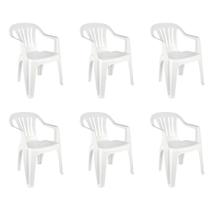 Kit 6 Cadeira Poltrona Apoio Plástico Jardim Bar Mor