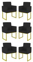 Kit 6 Cadeira Poltrona Decorativa Base de Ferro Dourada