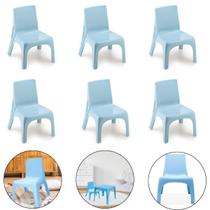Kit 6 Cadeira Poltrona Infantil De Plástico Azul Injeplastec Kit 6 Cadeira Poltrona Infantil De Plástico Azul Injeplastec