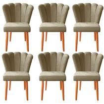 Kit 6 Cadeira Poltrona Sala de Jantar Penteadeira Reforçada Decorativa Pétala Suede