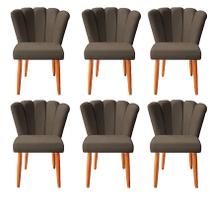 Kit 6 Cadeira Poltrona Sala de Jantar Penteadeira Reforçada Decorativa Pétala Suede