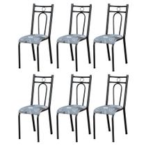 Kit 6 Cadeiras 023 América Cromo Preto/Pará - Artefamol Kit 6 Cadeiras 023 América Cromo Preto/Pará - Artefamol