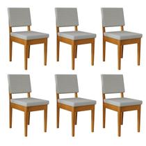 Kit 6 Cadeiras 100% Madeira Maciça Encosto e Assento Estofado Miami Kit 6 Cadeiras 100% Madeira Maciça Encosto e Assento Estofado Miami