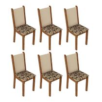 Kit 6 Cadeiras 4291 Madesa - Rustic/Crema/Bege Marrom