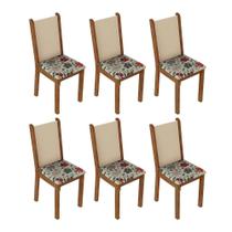 Kit 6 Cadeiras 4291 Madesa Rustic/crema/hibiscos Kit 6 Cadeiras 4291 Madesa Rustic/crema/hibiscos