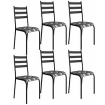 Kit 6 Cadeiras 541 Sala Jantar Cozinha Pés Aço Tubular