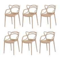 Kit 6 Cadeiras Allegra Nude Sala Cozinha Jantar - Waw Design
