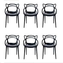 Kit 6 Cadeiras Allegra Polipropileno Sacada, Varanda, Jardim,Tendencia - Preto