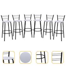 Kit 6 Cadeiras Alta 70cm Flórida Cozinha Varanda Bancada Piscina Ilha Gourmet Estrutura Preta Balcão Bar Itagold