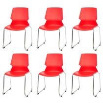 Kit 6 Cadeiras ANM30F Jacobsen Anima Office Polipropileno Vermelho Base Cromada com Encaixe Longarina Kit 6 Cadeiras ANM30F Jacobsen Anima Office Polipropileno Vermelho Base Cromada com Encaixe Longarina