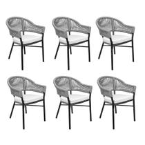 Kit 6 Cadeiras Área Externa de Alumínio Bear com Corda Naútica Preto/Grafite G56 - Gran Belo