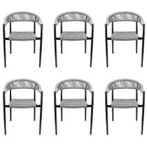 Kit 6 Cadeiras Área Externa de Alumínio Carmy com Corda Naútica Preto/Grafite G56 - Gran Belo