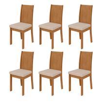 Kit 6 Cadeiras Athenas Amêndoa Clean/Linho Rinzai Bege 75869 - Móveis Lopas