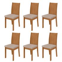 Kit 6 Cadeiras Athenas Amêndoa Clean/Veludo Naturale Creme 75869 - Móveis Lopas