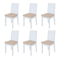 Kit 6 Cadeiras Athenas Branco/Linho Rinzai Bege 75869 - Móveis Lopas