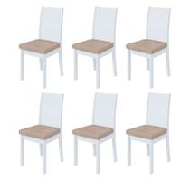Kit 6 Cadeiras Athenas Branco/Veludo Naturale Creme 75869 - Móveis Lopas