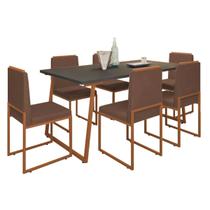 Kit 6 Cadeiras Barcelona Base Bronze - 95cm X 44cm