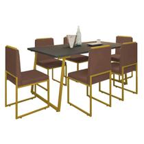 Kit 6 Cadeiras Barcelona Base Dourado - 95cm X 44cm Kit 6 Cadeiras Barcelona Base Dourado - 95cm X 44cm