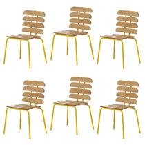 Kit 6 Cadeiras Base Tubular Fixa Reno Amarelo Kit 6 Cadeiras Base Tubular Fixa Reno Amarelo