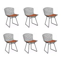 Kit 6 Cadeiras Bertoia Preta com Assento Cobre
