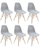 Kit 6 Cadeiras Charles Eames Cinza