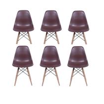 Kit 6 Cadeiras Charles Eames Eiffel Café Base Madeira Sala Cozinha Jantar