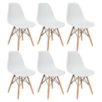 Kit 6 Cadeiras Charles Eames Eiffel Wood Design Branca Preta Cinza Outras