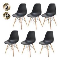 Kit 6 Cadeiras Charles Eames Eiffel Wood Design - Preta - ARMAZEM