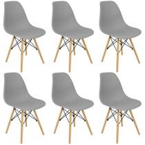 Kit 6 Cadeiras Charles Eames Eiffel Wood Design Varias Cores