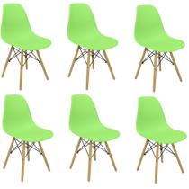 Kit 6 Cadeiras Charles Eames Eiffel Wood Design Varias Cores