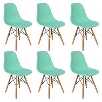 Kit 6 Cadeiras Charles Eames Eiffel Wood Design - Verde Claro