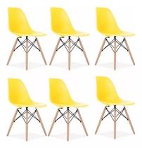 Kit 6 Cadeiras Charles Eames Wood Design Eiffel Colorida