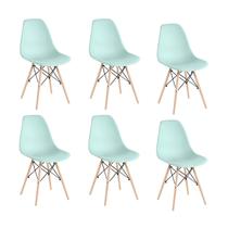 Kit 6 Cadeiras Charles Eames Wood Design Eiffel Coloridas