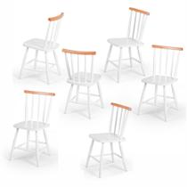 Kit 6 Cadeiras Colonial Clássica Madeira Maciça Brancas Kit 6 Cadeiras Colonial Clássica Madeira Maciça Brancas