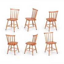 Kit 6 Cadeiras Colonial Clássica Madeira Maciça Mel
