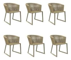 Kit 6 Cadeiras Corda Náutica Conforto Área Externa Interna