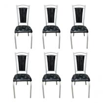 Kit 6 Cadeiras Cozinha Aço Tubolar Confortável Jantar