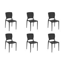 Kit 6 Cadeiras Cozinha Jantar Tramontina Safira em Polipropileno Preto Kit 6 Cadeiras Cozinha Jantar Tramontina Safira em Polipropileno Preto