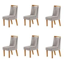 Kit 6 Cadeiras Dallas Cinamomo/Linho Cinza - Lj Móveis