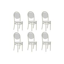 Kit 6 Cadeiras de Cozinha 190 Aço 6 Uni Prata/Courano Branco - Carraro